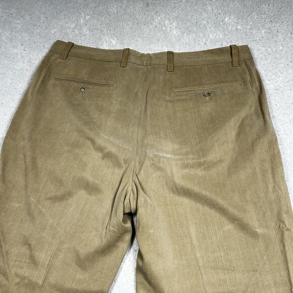 Tommy Bahama Pants Mens Size 36 Beige Silk Dress Pants Slacks Pleated Pockets me - Picture 8 of 12